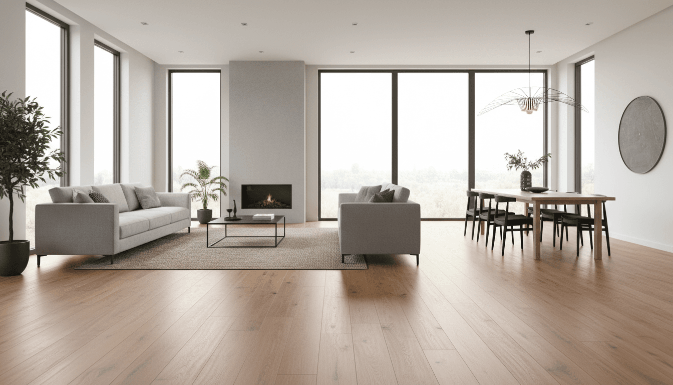 Professional luxury vinyl plank flooring installation in modern living space
